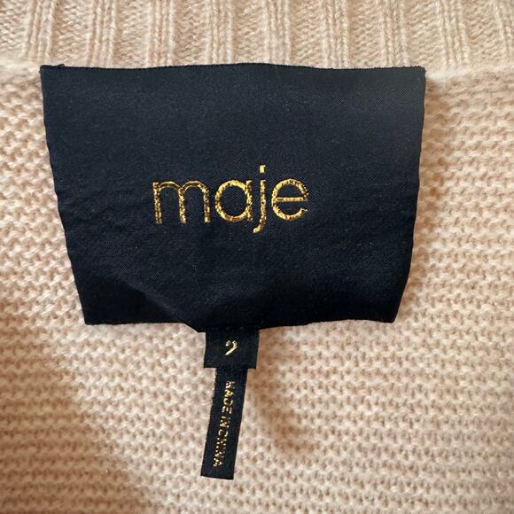 Maje Matty 100% Cashmere V-Neck Knit Sweater in "Nude" Size 2 (US M) - Picture 7 of 8